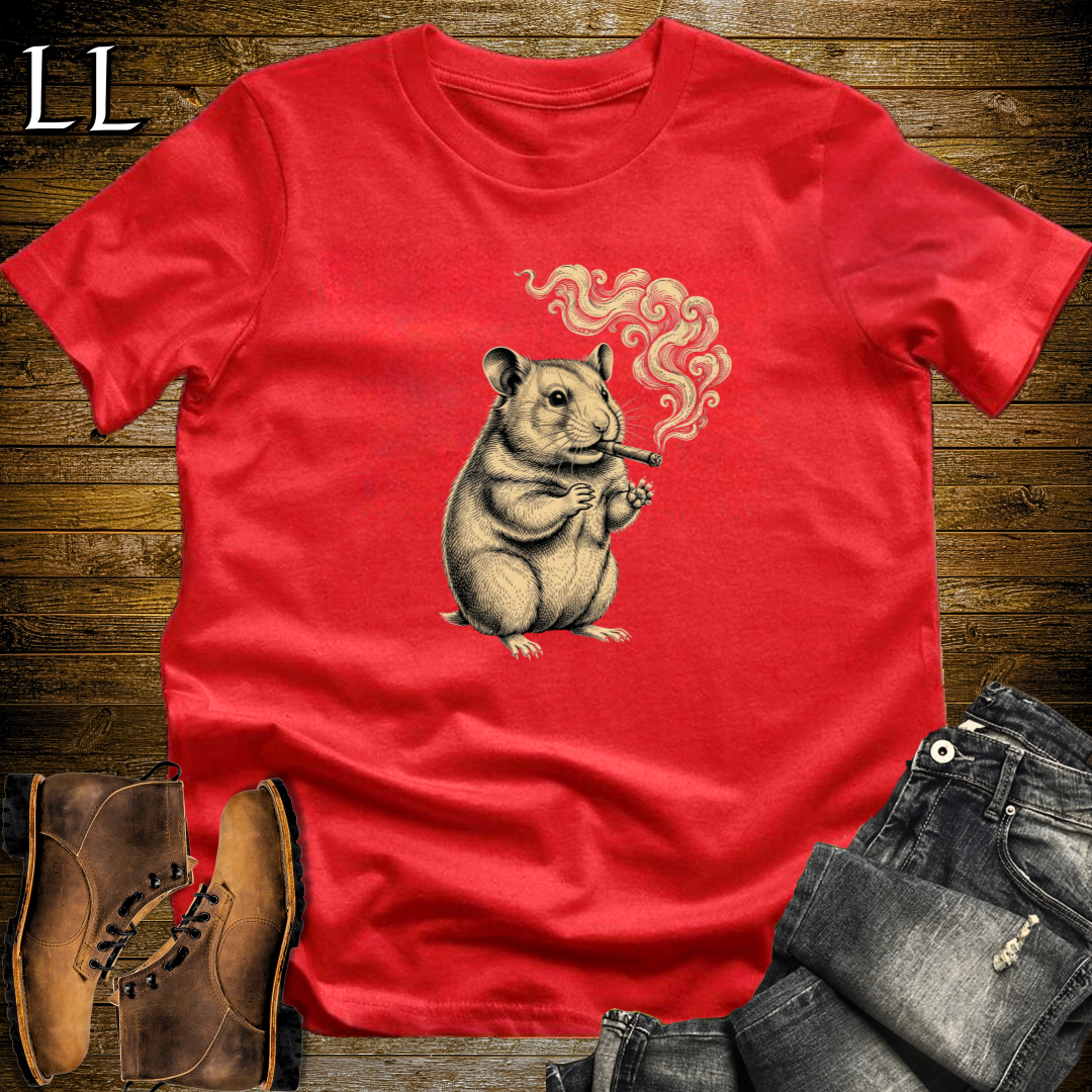 Vintage Cigar Hamster T-Shirt Red | Funny Cigar Gift Tee