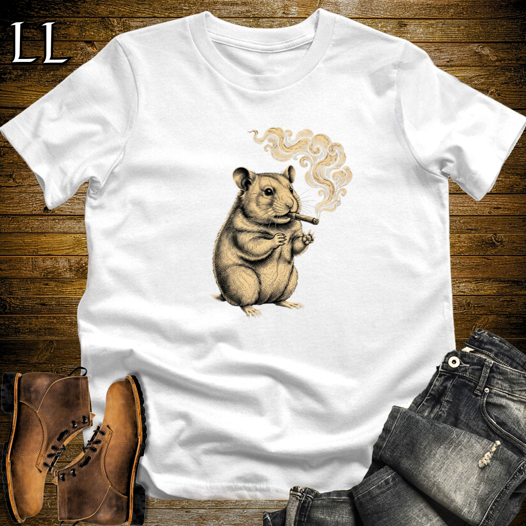 Vintage Cigar Hamster T-Shirt White | Funny Cigar Gift Tee