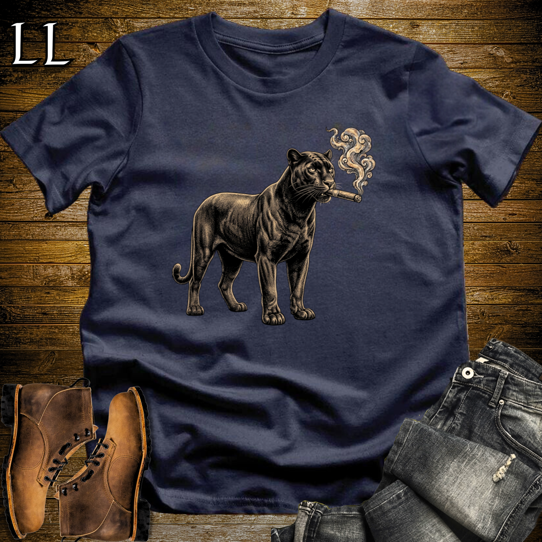 Vintage Cigar Black Panther T-Shirt Navy | Big Cat Cigar Graphic Tee