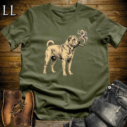 Vintage Cigar Chinese Shar Pei T-Shirt Military Green | Shar Pei Cigar Lover Gift Tee