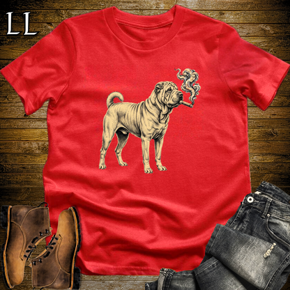 Vintage Cigar Chinese Shar Pei T-Shirt Red | Shar Pei Cigar Lover Gift Tee