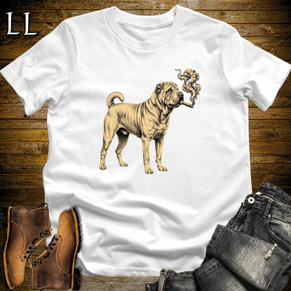 Vintage Cigar Chinese Shar Pei T-Shirt White | Shar Pei Cigar Lover Gift Tee