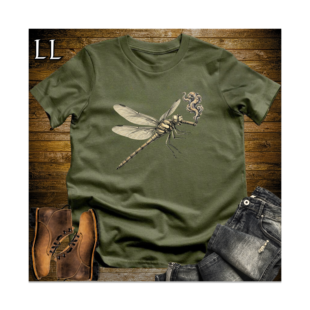 Vintage Cigar Dragonfly Softstyle T Shirt Military Green | Dragonfly Lover Cigar Tee