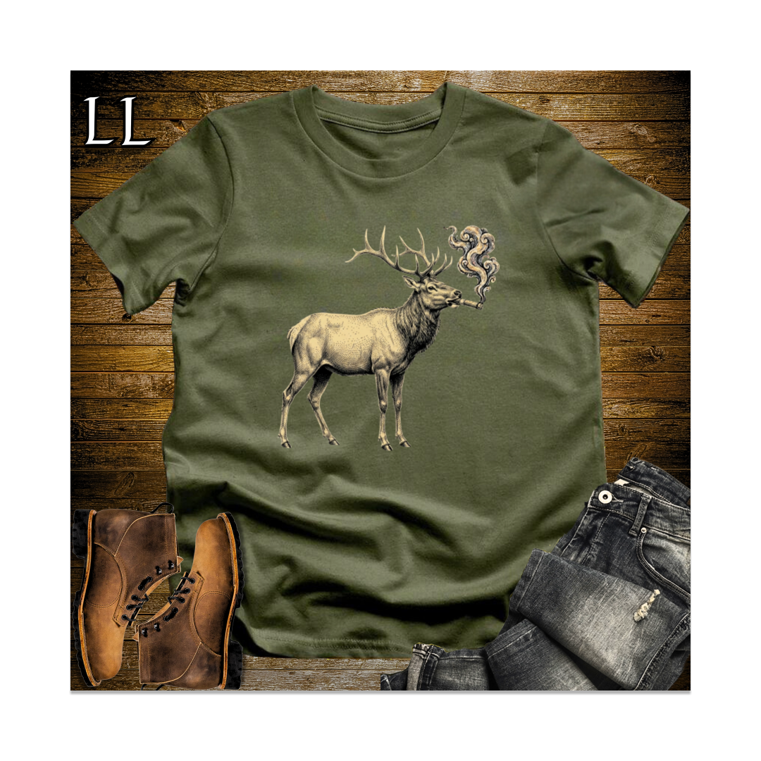 Vintage Cigar Elk Softstyle T Shirt Military Green | Cigar Lover Gift Tee