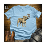 Vintage Cigar English Bulldog Softstyle T Shirt Light Blue | Dog Lover Cigar Tee