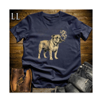 Vintage Cigar English Bulldog Softstyle T Shirt Navy | Dog Lover Cigar Tee