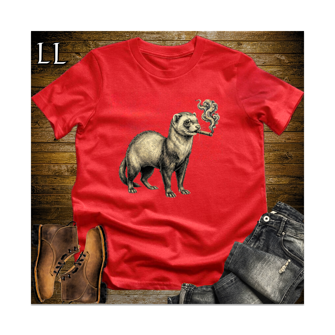 Vintage Cigar Ferret Softstyle T Shirt Red | Ferret Lover Cigar Tee
