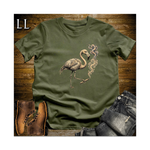Vintage Cigar Flamingo Softstyle T Shirt Military Green | Funny Cigar Animal Tee