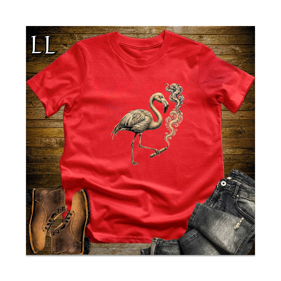 Vintage Cigar Flamingo Softstyle T Shirt Red | Funny Cigar Animal Tee