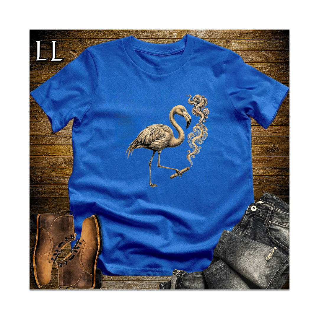 Vintage Cigar Flamingo Softstyle T Shirt Royal | Funny Cigar Animal Tee