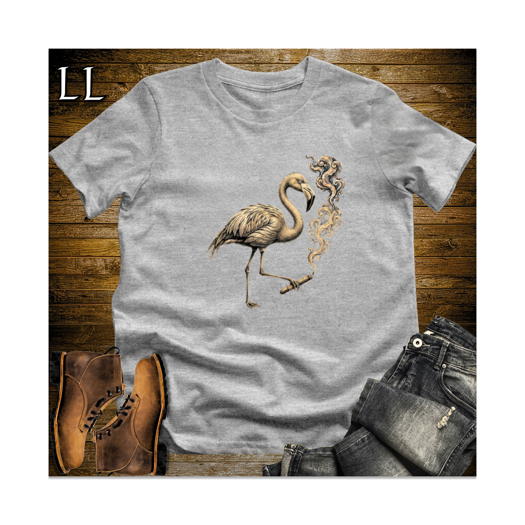 Vintage Cigar Flamingo Softstyle T Shirt Sport Grey | Funny Cigar Animal Tee