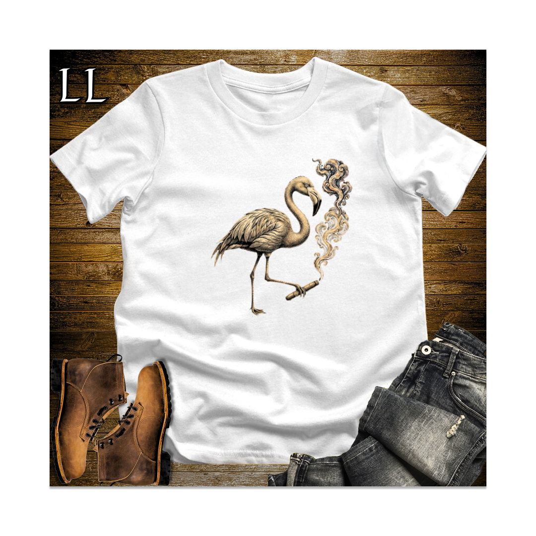 Vintage Cigar Flamingo Softstyle T Shirt White | Funny Cigar Animal Tee