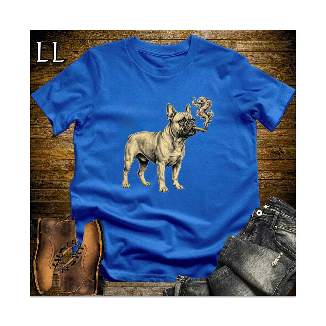 Vintage Cigar French Bulldog Softstyle T Shirt Royal | Dog Lover Tee