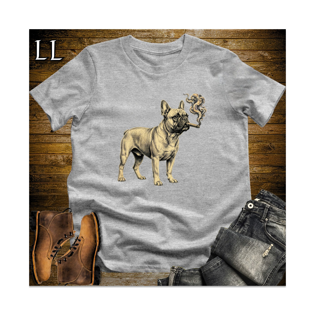 Vintage Cigar French Bulldog Softstyle T Shirt Sport Grey | Dog Lover Tee