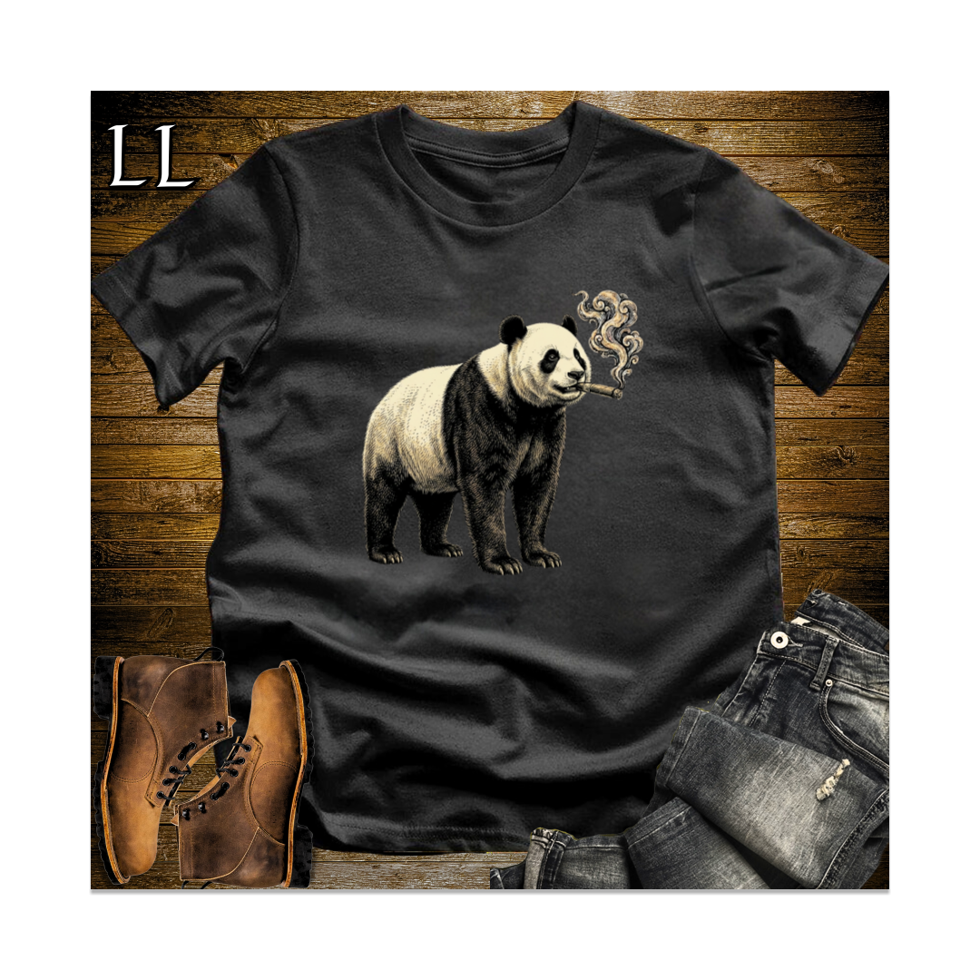 Vintage Cigar Giant Panda Softstyle T Shirt Black | Panda Lover Cigar Tee