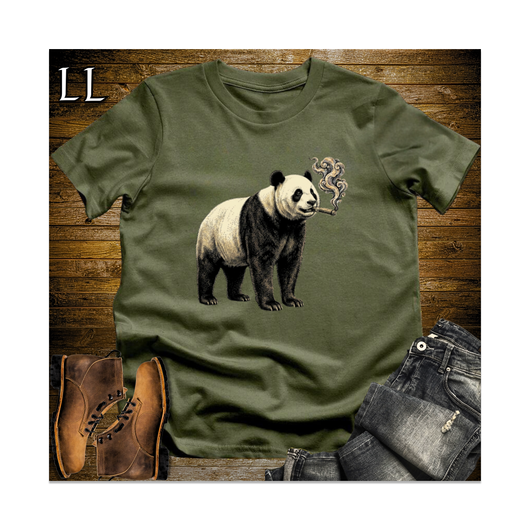 Vintage Cigar Giant Panda Softstyle T Shirt Military Green | Panda Lover Cigar Tee