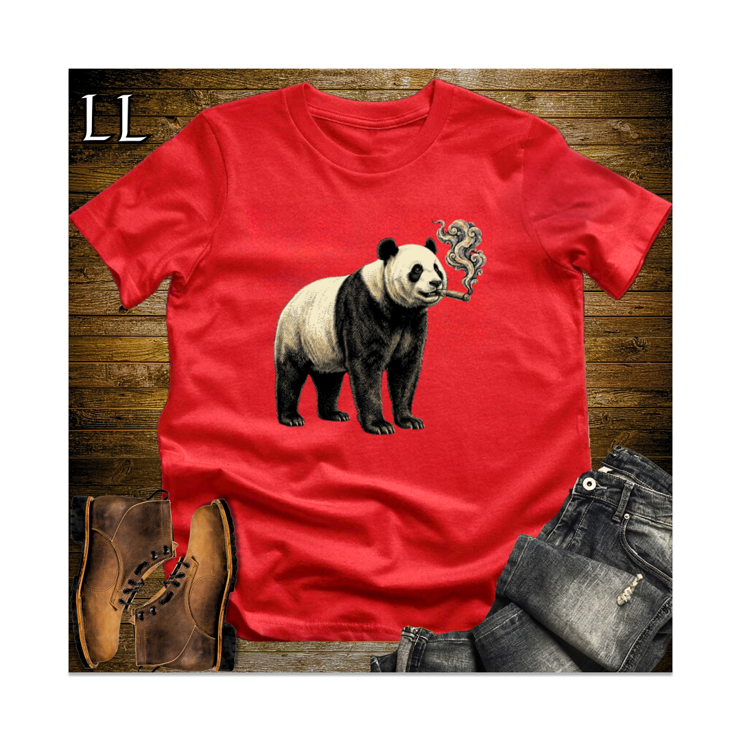 Vintage Cigar Giant Panda Softstyle T Shirt Red | Panda Lover Cigar Tee