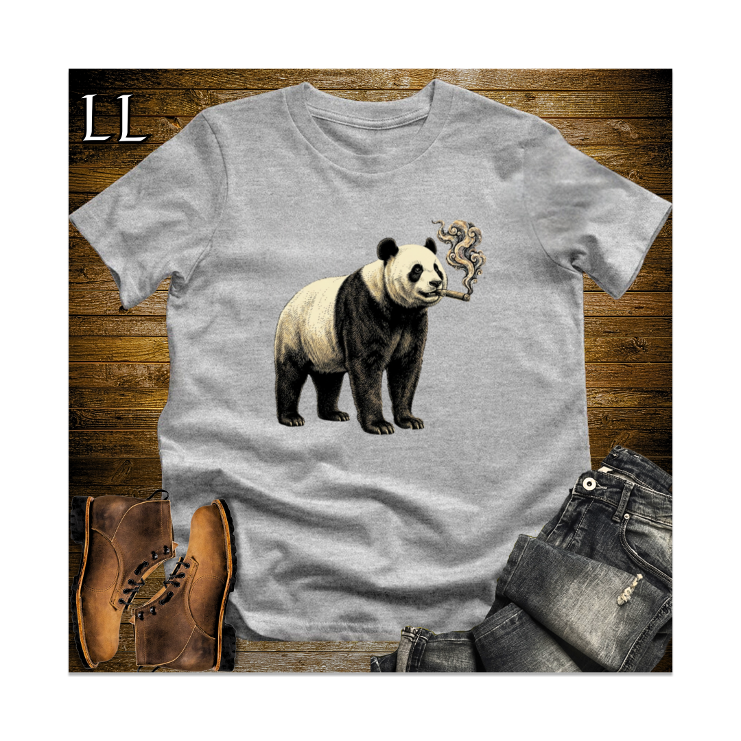 Vintage Cigar Giant Panda Softstyle T Shirt Sport Grey | Panda Lover Cigar Tee