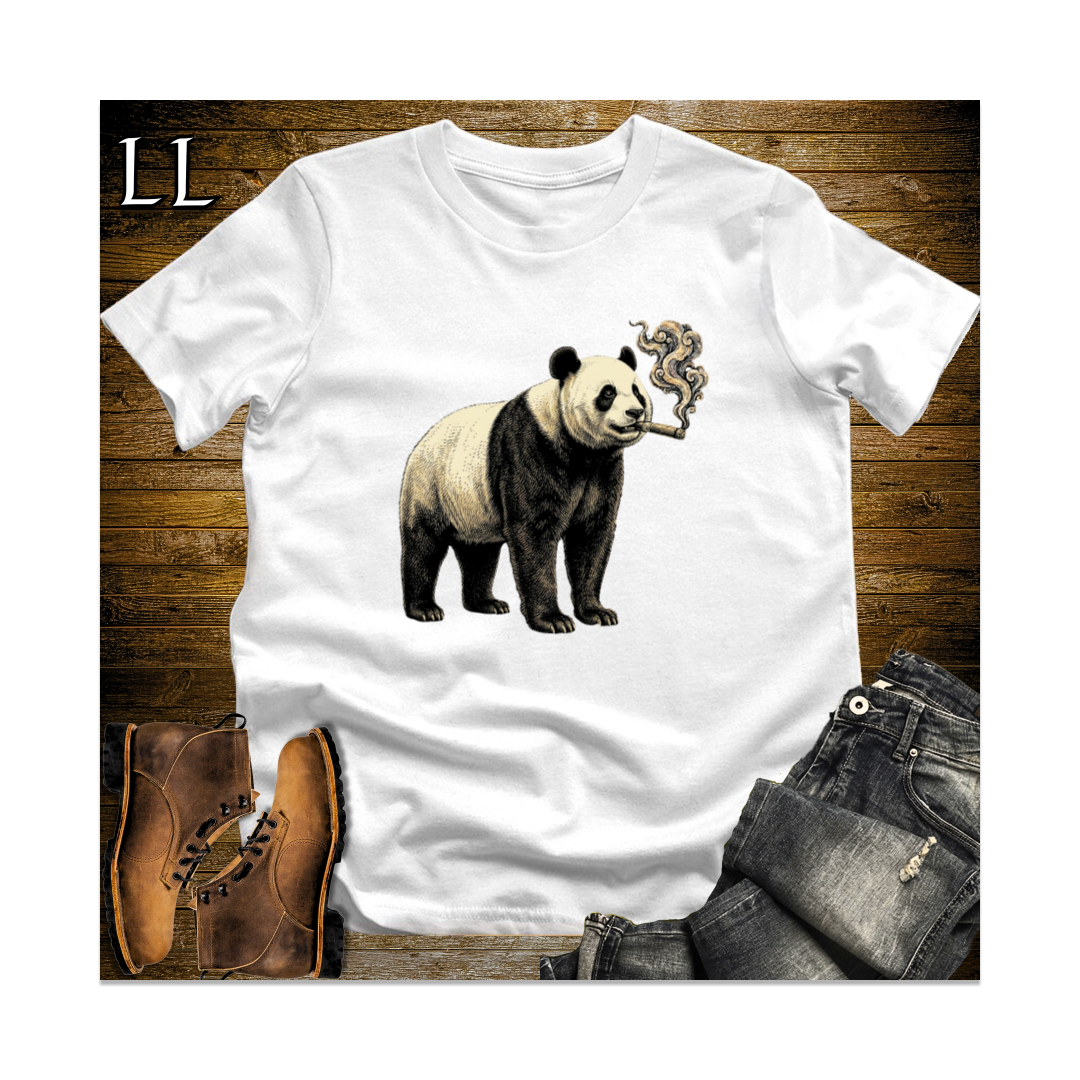 Vintage Cigar Giant Panda Softstyle T Shirt White | Panda Lover Cigar Tee