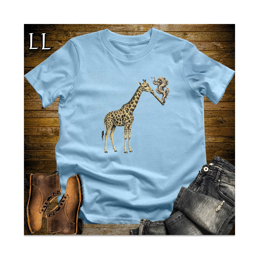 Vintage Cigar Giraffe Softstyle T Shirt Light Blue | Cigar Lover Gift Tee