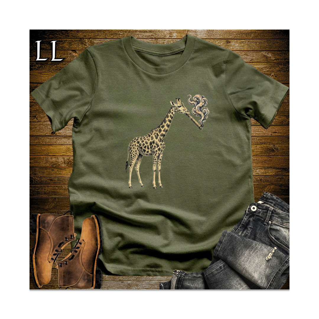 Vintage Cigar Giraffe Softstyle T Shirt Military Green | Cigar Lover Gift Tee