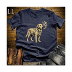 Vintage Cigar Golden Retriever Softstyle T Shirt Navy | Dog Lover Cigar Tee