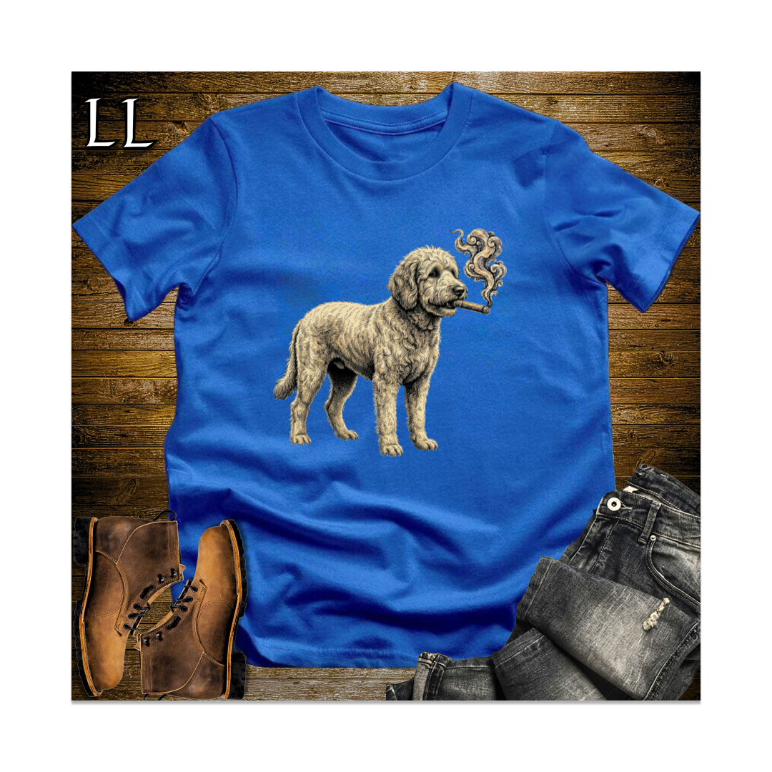 Vintage Cigar Goldendoodle Softstyle T Shirt Royal | Dog Lover Gift Tee