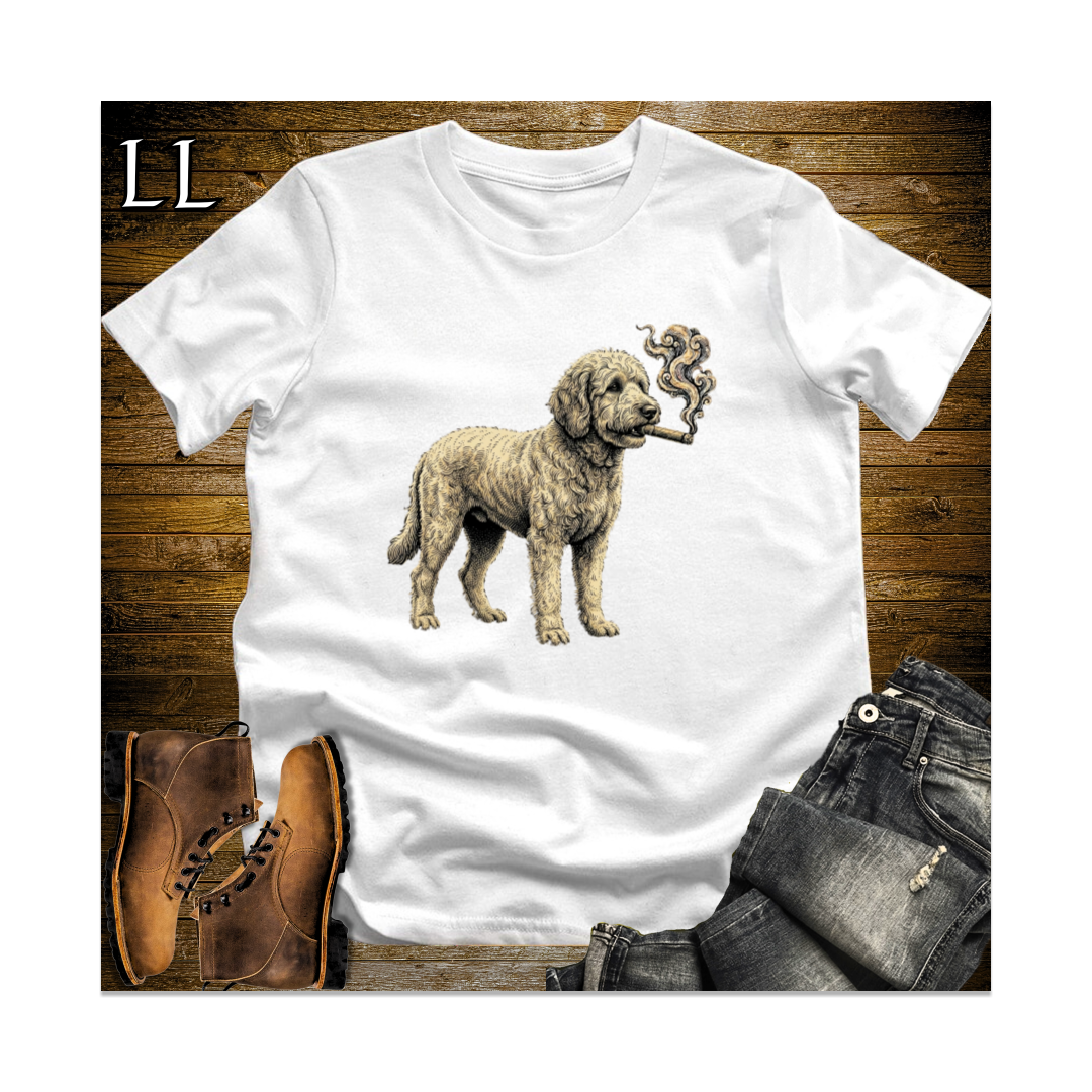 Vintage Cigar Goldendoodle Softstyle T Shirt White | Dog Lover Gift Tee