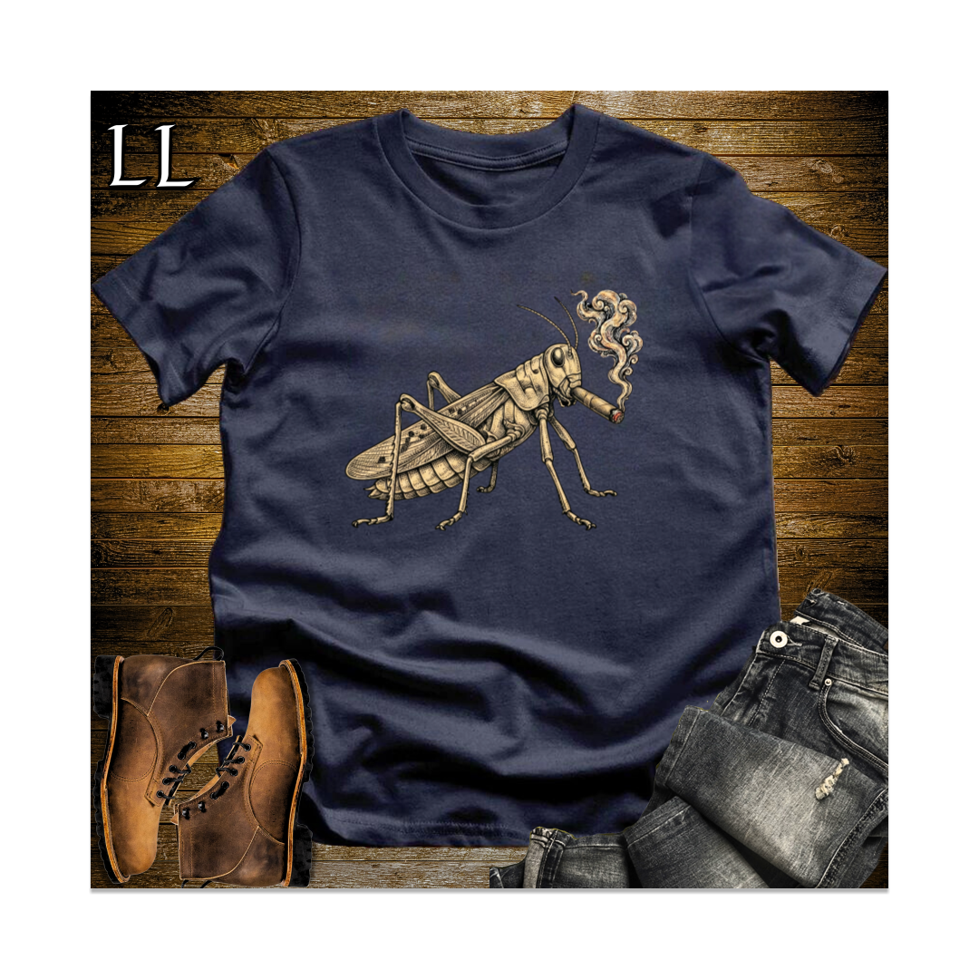 Vintage Cigar Grasshopper Softstyle T Shirt Navy | Funny Cigar Bug Tee
