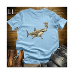 Vintage Cigar Great White Shark Softstyle T Shirt Light Blue | Funny Cigar Shirt