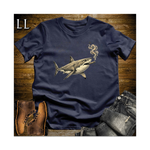 Vintage Cigar Great White Shark Softstyle T Shirt Navy | Funny Cigar Shirt