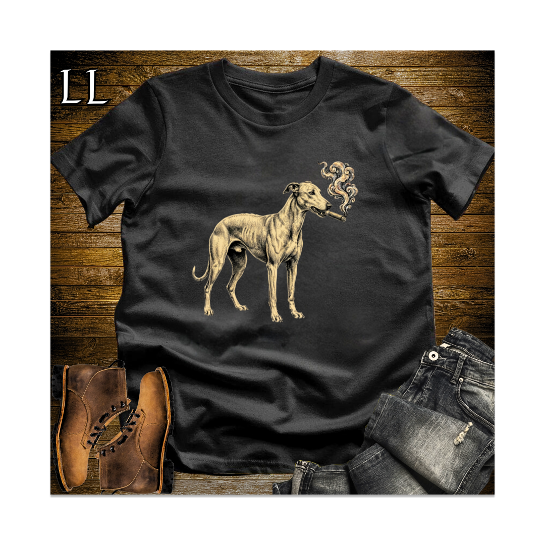 Vintage Cigar Greyhound Softstyle T Shirt Black | Dog Lover Gift Tee