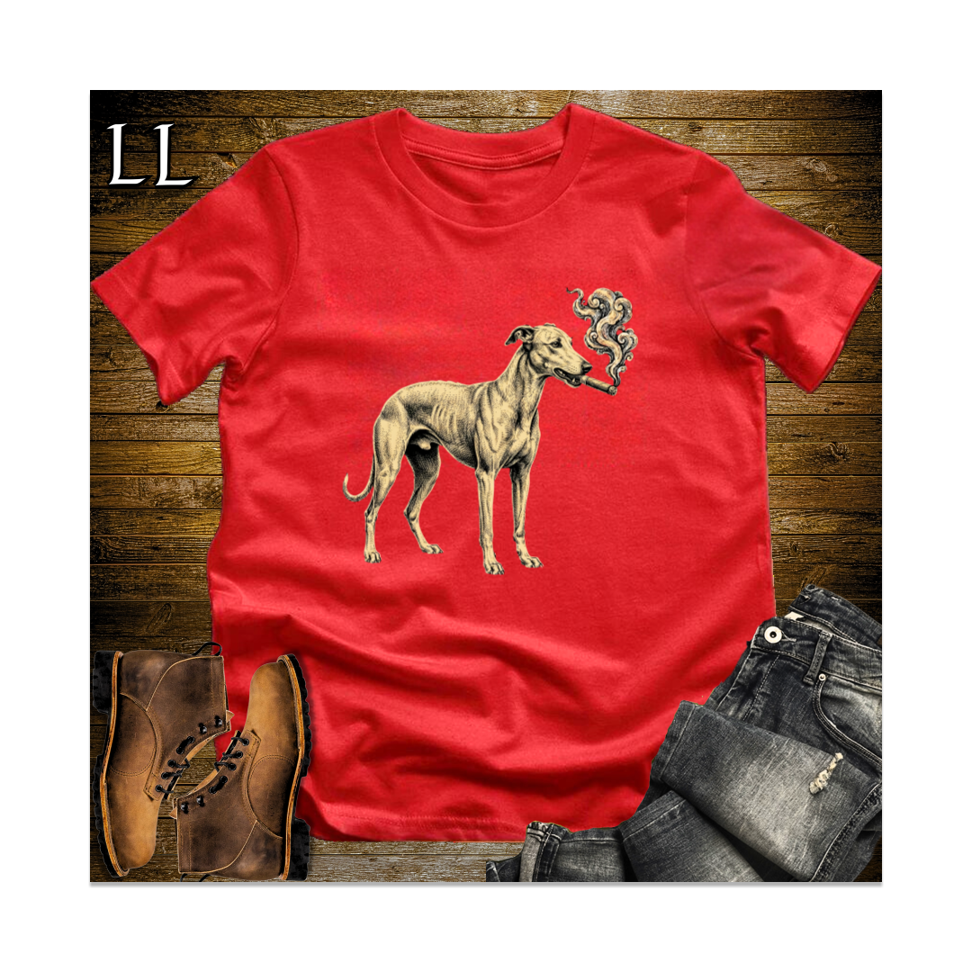 Vintage Cigar Greyhound Softstyle T Shirt Red | Dog Lover Gift Tee