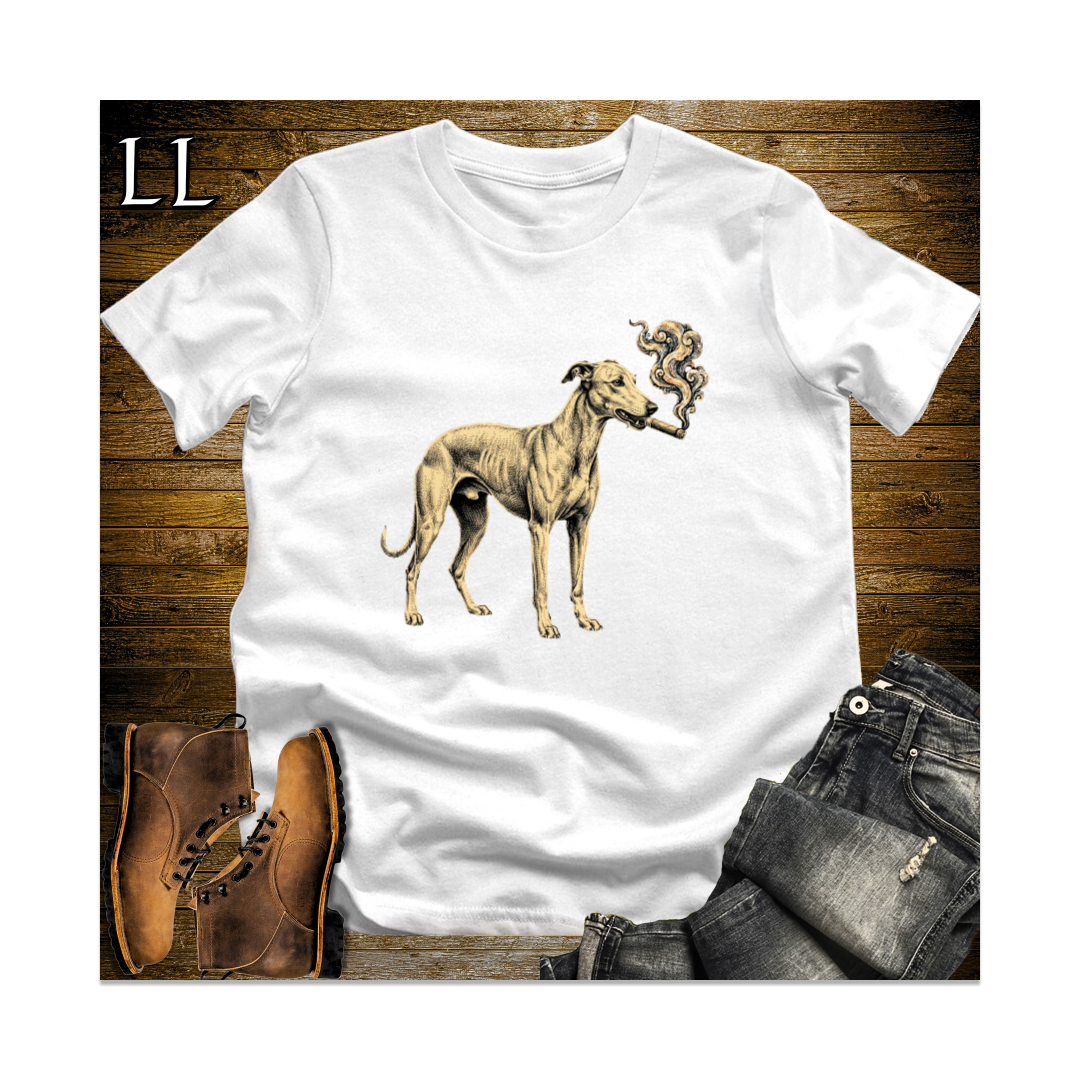 Vintage Cigar Greyhound Softstyle T Shirt White | Dog Lover Gift Tee