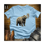Vintage Cigar Grizzly Bear Softstyle T Shirt Light Blue | Animal Lover Tee