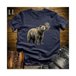 Vintage Cigar Grizzly Bear Softstyle T Shirt Navy | Animal Lover Tee