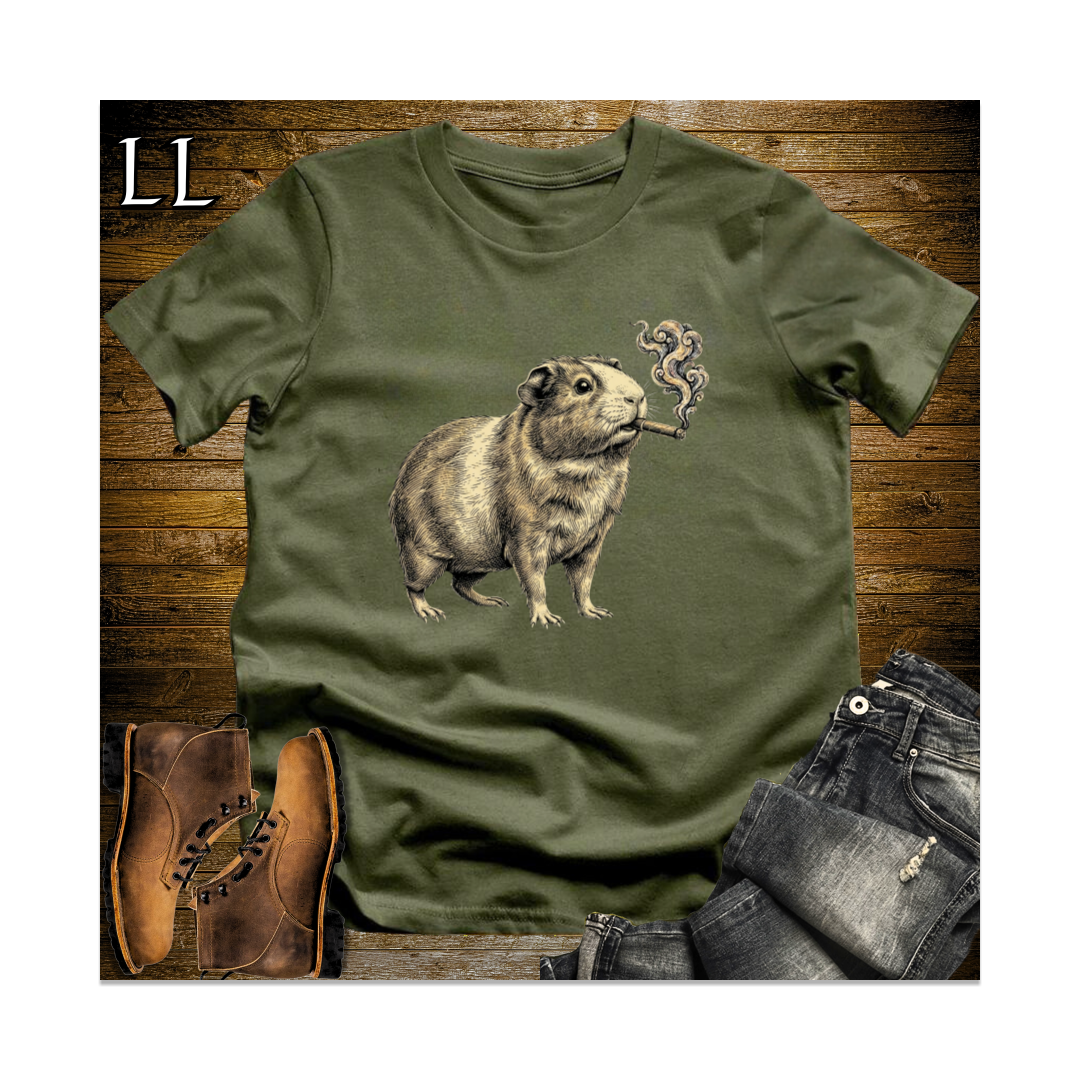 Vintage Cigar Guinea Pig Softstyle T Shirt Military Green | Guinea Pig Lover Cigar Tee
