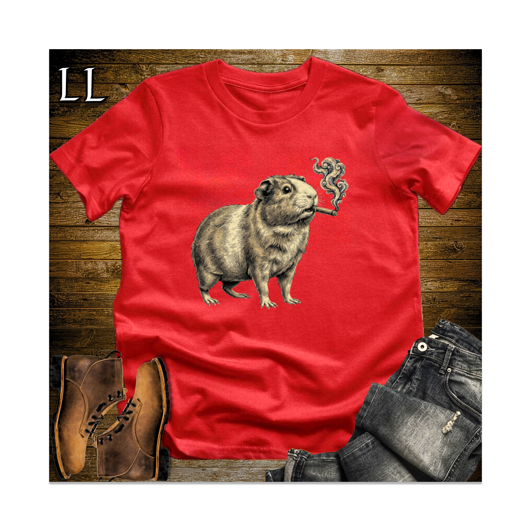 Vintage Cigar Guinea Pig Softstyle T Shirt Red | Guinea Pig Lover Cigar Tee