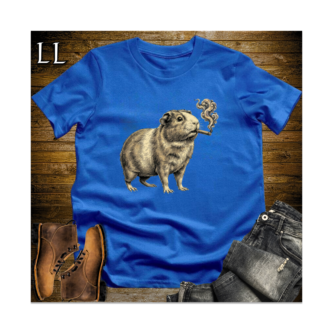 Vintage Cigar Guinea Pig Softstyle T Shirt Royal | Guinea Pig Lover Cigar Tee