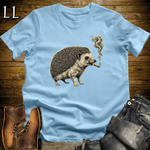 Vintage Cigar Hedgehog T-Shirt Light Blue | Funny Cigar Gift Tee