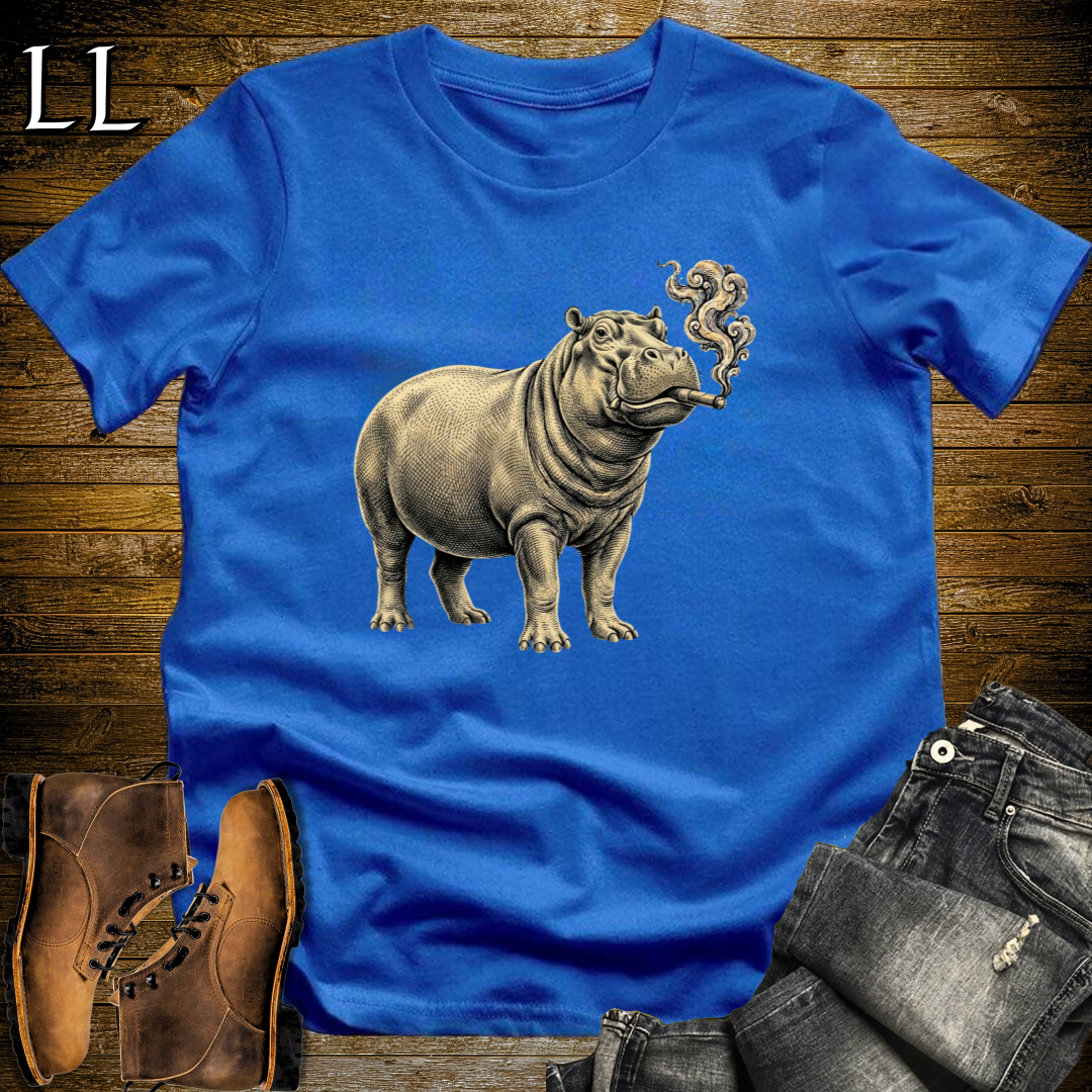 Vintage Cigar Hippo T-Shirt Royal | Funny Cigar Gift Tee
