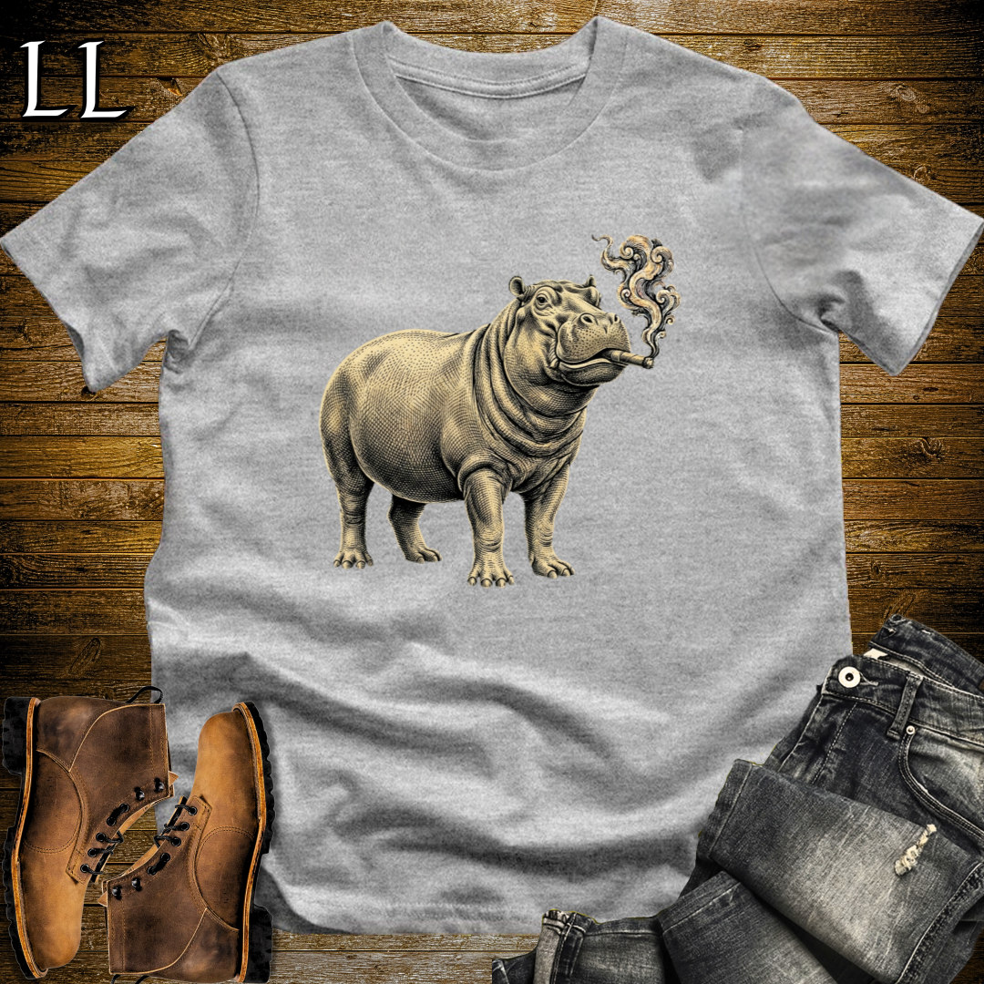 Vintage Cigar Hippo T-Shirt Sport Grey | Funny Cigar Gift Tee