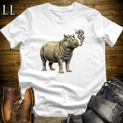 Vintage Cigar Hippo T-Shirt White | Funny Cigar Gift Tee
