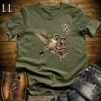 Vintage Cigar Hummingbird T-Shirt Military Green | Funny Cigar Gift Tee