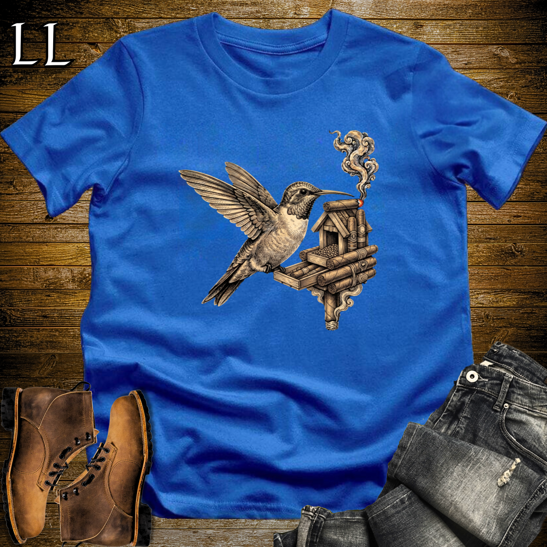 Vintage Cigar Hummingbird T-Shirt Royal | Funny Cigar Gift Tee
