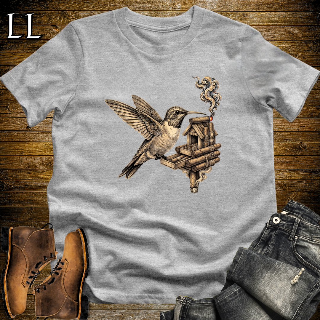 Vintage Cigar Hummingbird T-Shirt Sport Grey | Funny Cigar Gift Tee