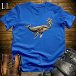Vintage Cigar Humpback Whale T-Shirt Royal Blue | Cigar Whale Graphic Tee
