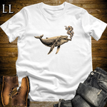 Vintage Cigar Humpback Whale T-Shirt White | Cigar Whale Graphic Tee