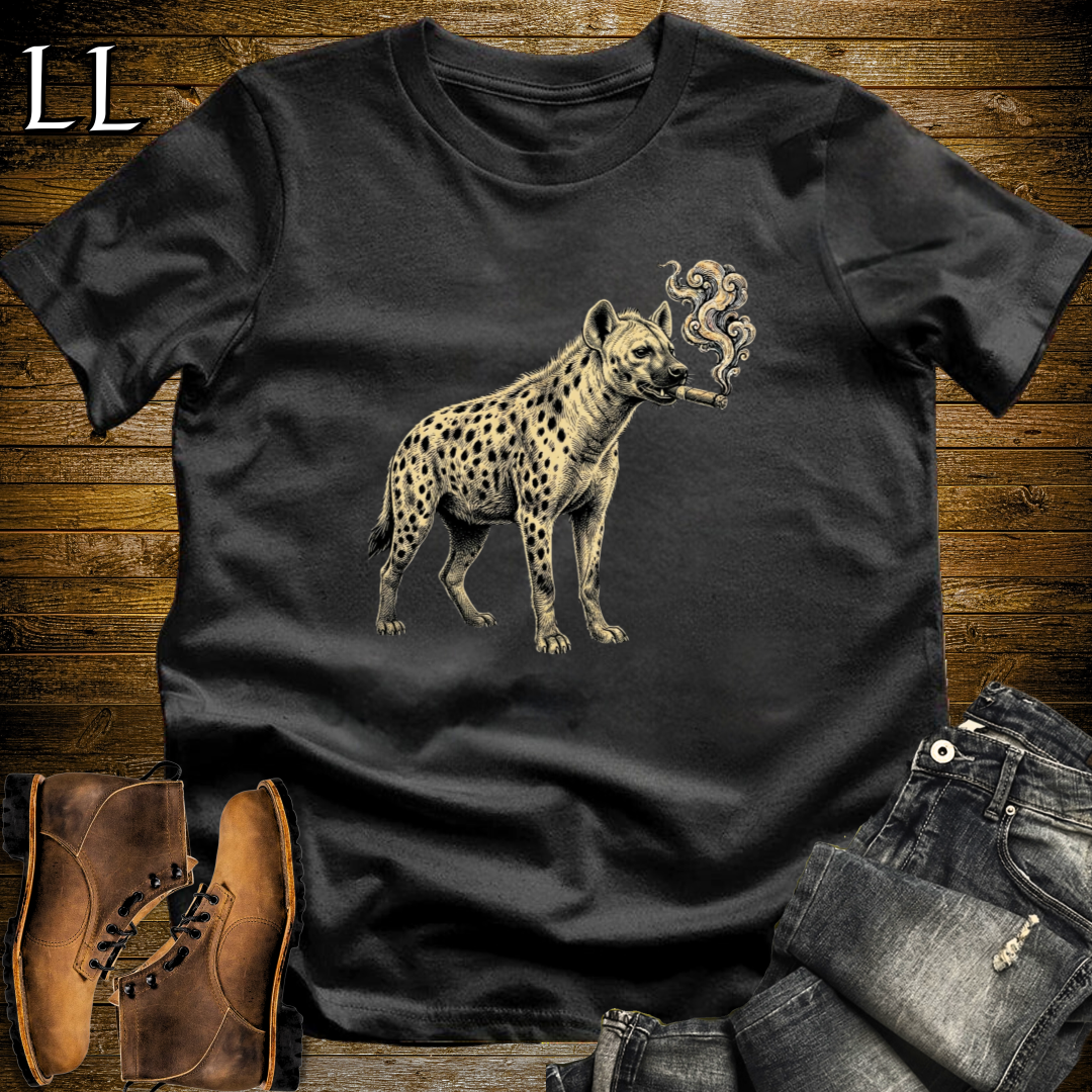 Vintage Cigar Hyena T-Shirt Black | Cigar Lover Gift Tee