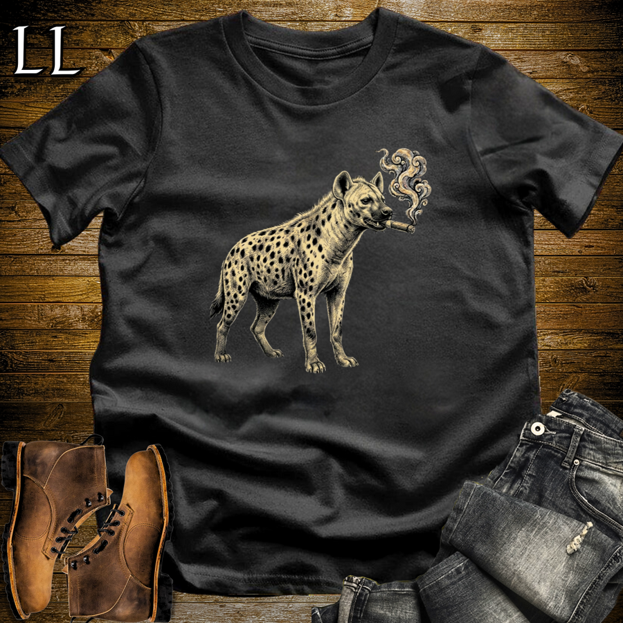 Vintage Cigar Hyena T-Shirt Black | Cigar Lover Gift Tee